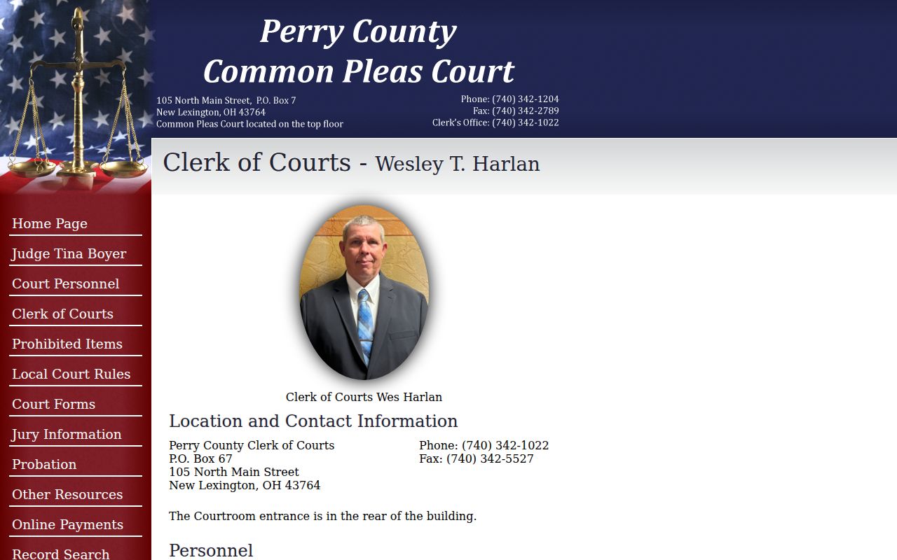 Perry County docket search Common Pleas Clerk service information