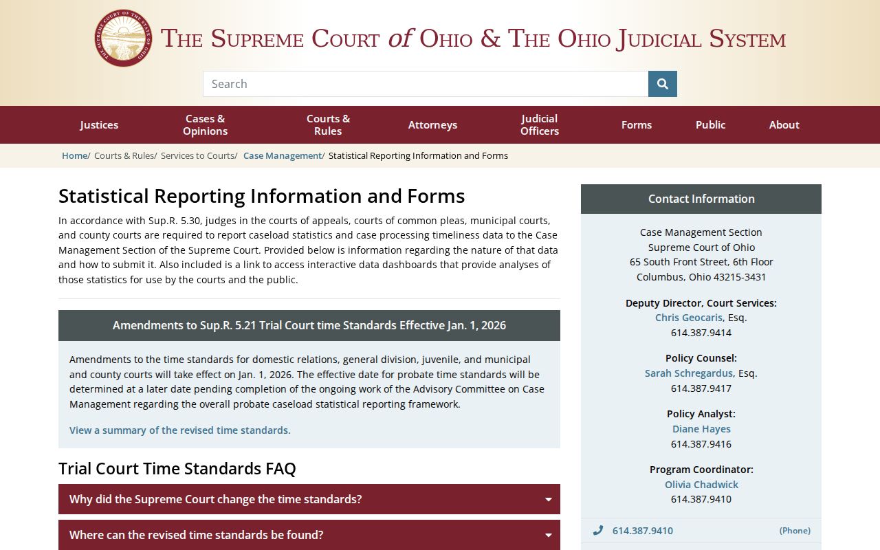 Perry County docket search Ohio court statistical reporting information