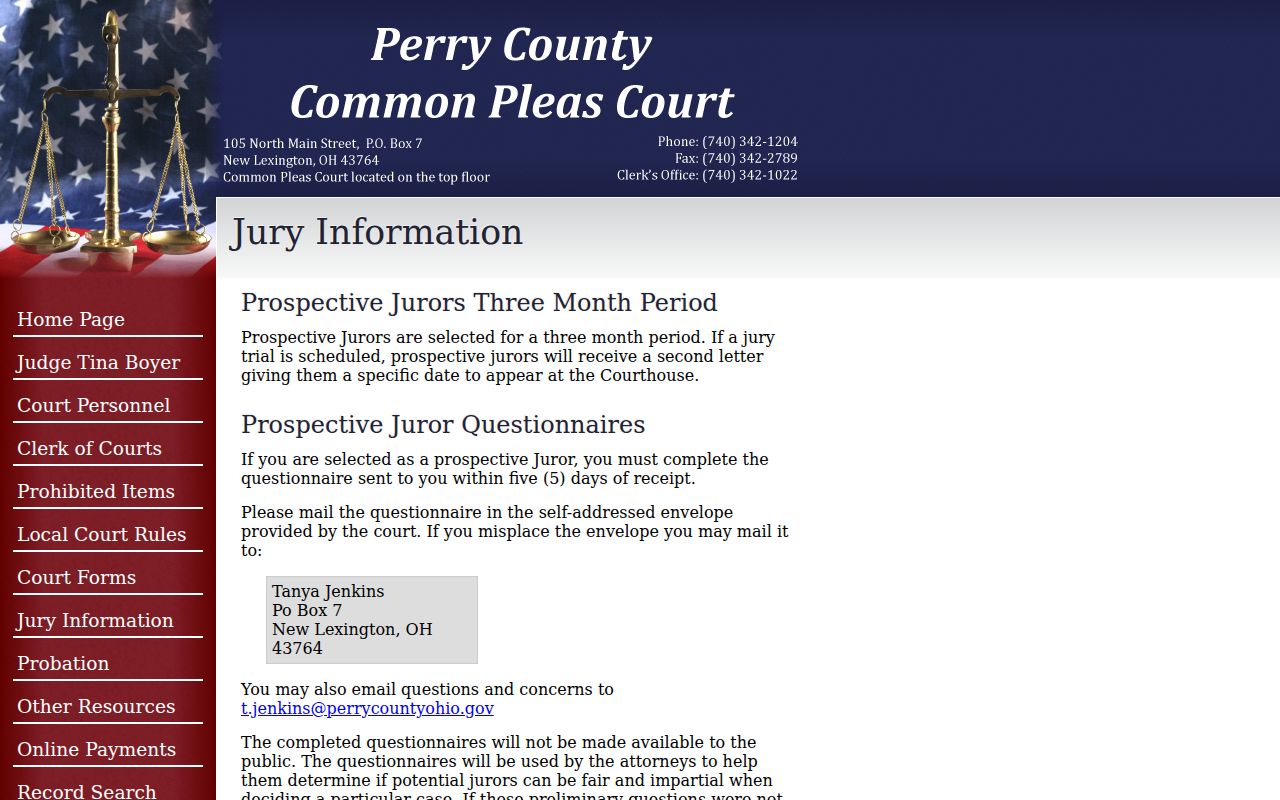 Perry County court schedule Common Pleas jury timing information