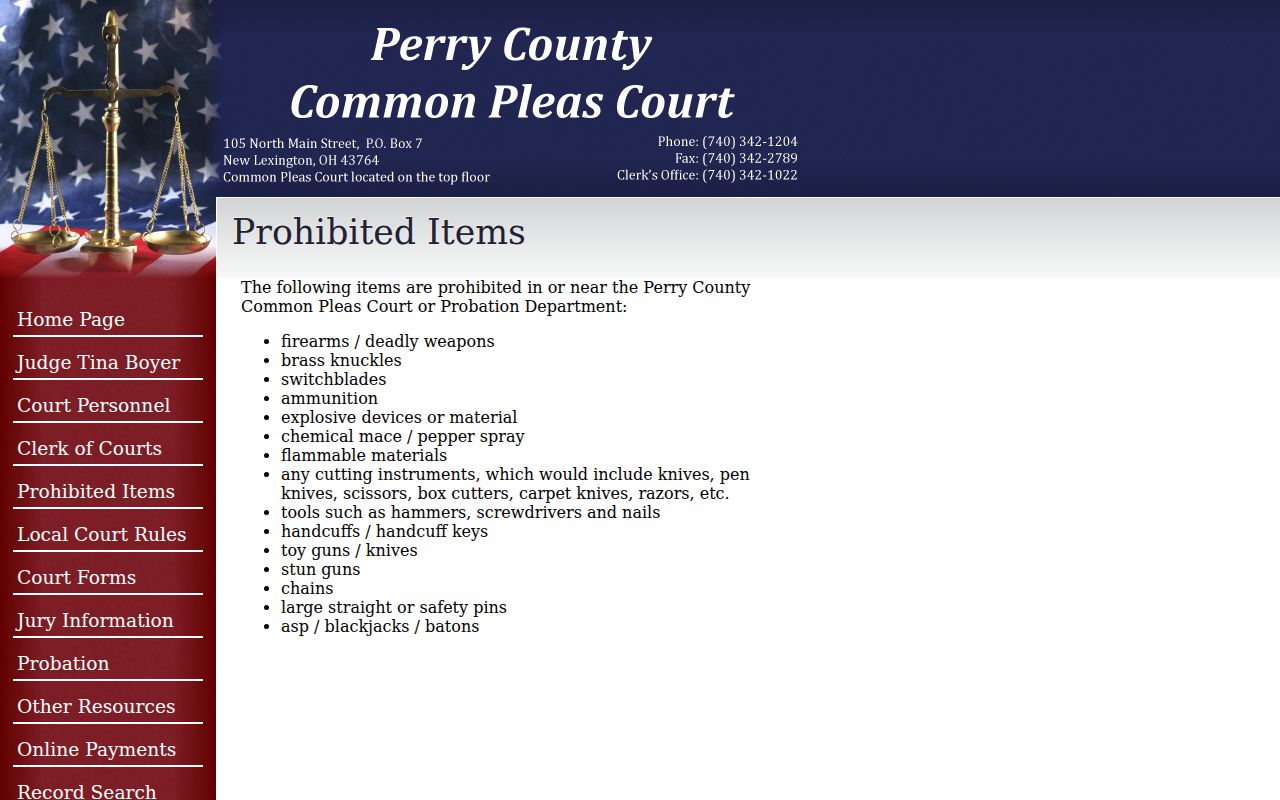 Perry County court schedule Common Pleas courthouse access rules