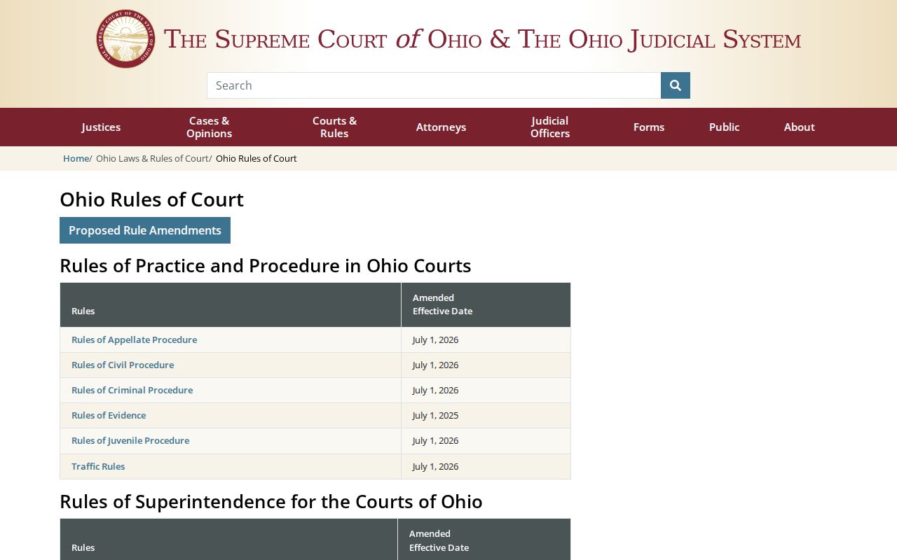 Perry County court case records Ohio Rules of Superintendence