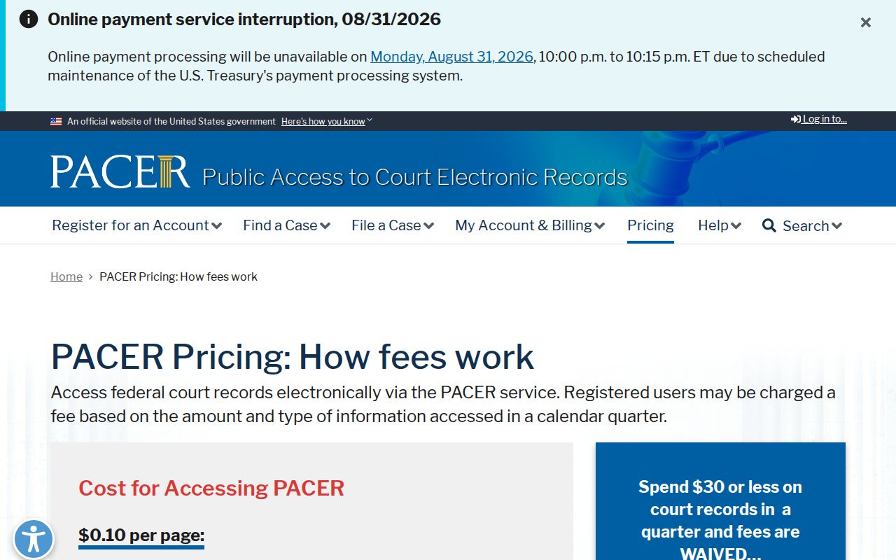 Perry County Roseville court record PACER access context