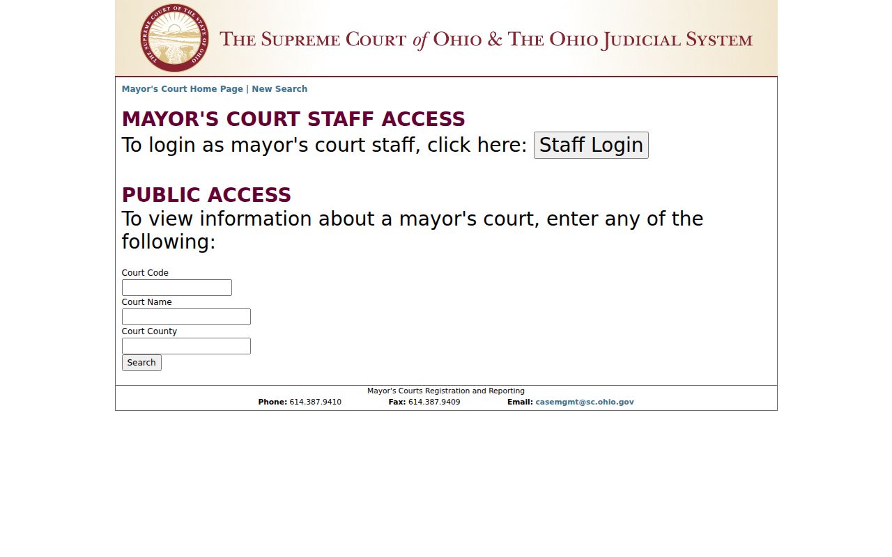 Perry County traffic court records Ohio mayor's court directory