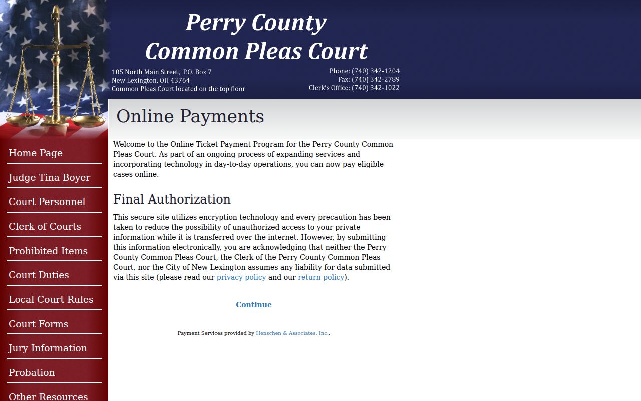 Perry County traffic court records Common Pleas payment distinction